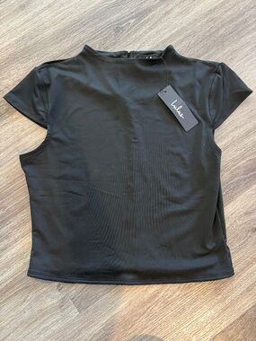 Lulus Black Mock Neck Cap Sleeve Top